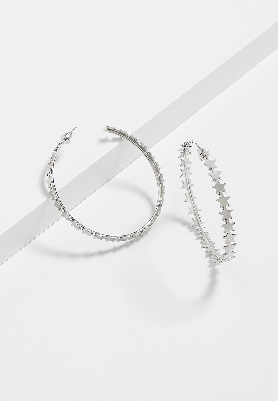 Silver Star Hoop Earrings | Maurices