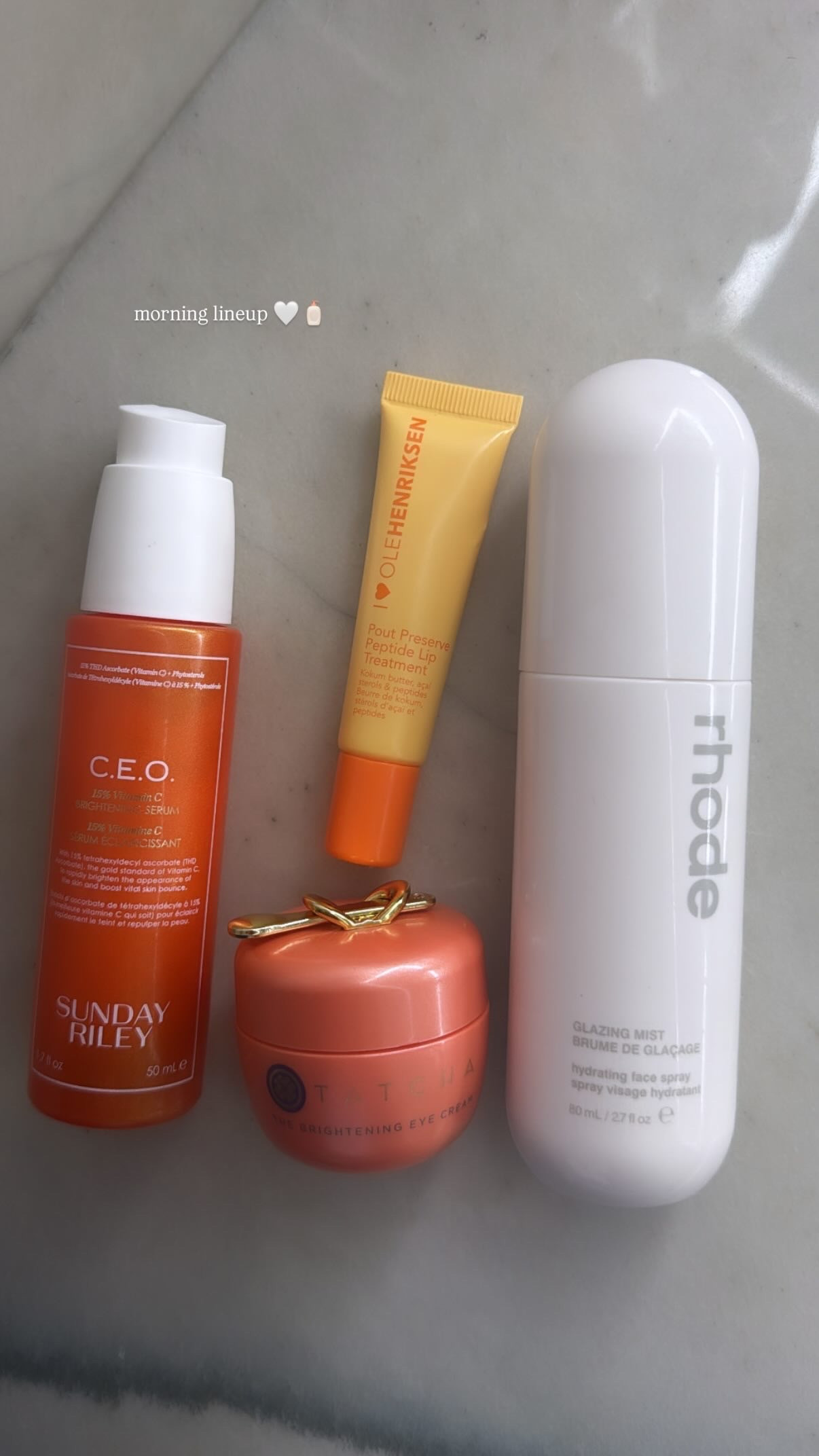 current morning skincare line up🧖🏼‍♀️🍊🫧
- tactcha, ole henrikson, sunday riley and rhode of course 

 #LTKGiftGuide #LTKdayinmylife #LTKmorningroutine