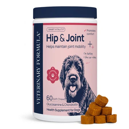 Veterinary Formula Hip & Joint Support Mobility Supplement for Dogs, Smart Vitality Glucosamine Chews, 60 Soft Chews | Walmart (US)