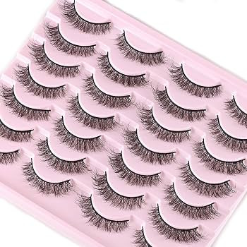 FARRED Natural Lashes Short Eyelashes Wispy False Mink Lash Pack 14 Pair Natural Look Fluffy Cat ... | Amazon (US)