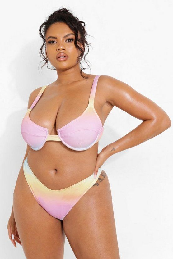 Plus Ombre Crinkle Mini Bikini Bottoms | Boohoo.com (US & CA)