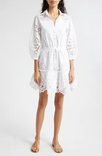 Robin Long Sleeve Cotton Eyelet Shirtdress | Nordstrom