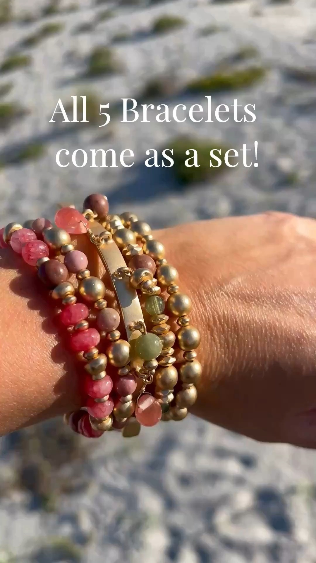 All 5 bracelets come as a set. Great colors for spring and summer. Pinks, greens, golds and earth tones.


#LTKSeasonal #LTKOver40 #LTKSaleAlert #LTKMothersDay #LTKTravel #LTKgrwm #LTKootd #LTKWorkwear #LTKSwim #LTKFestival #LTKvlog 