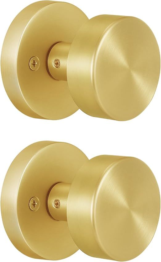 Dummy Door Knobs Interior, Gold Closet Door Knob, Brushed Brass Bifold Door Knobs, Heavy Duty Rou... | Amazon (US)