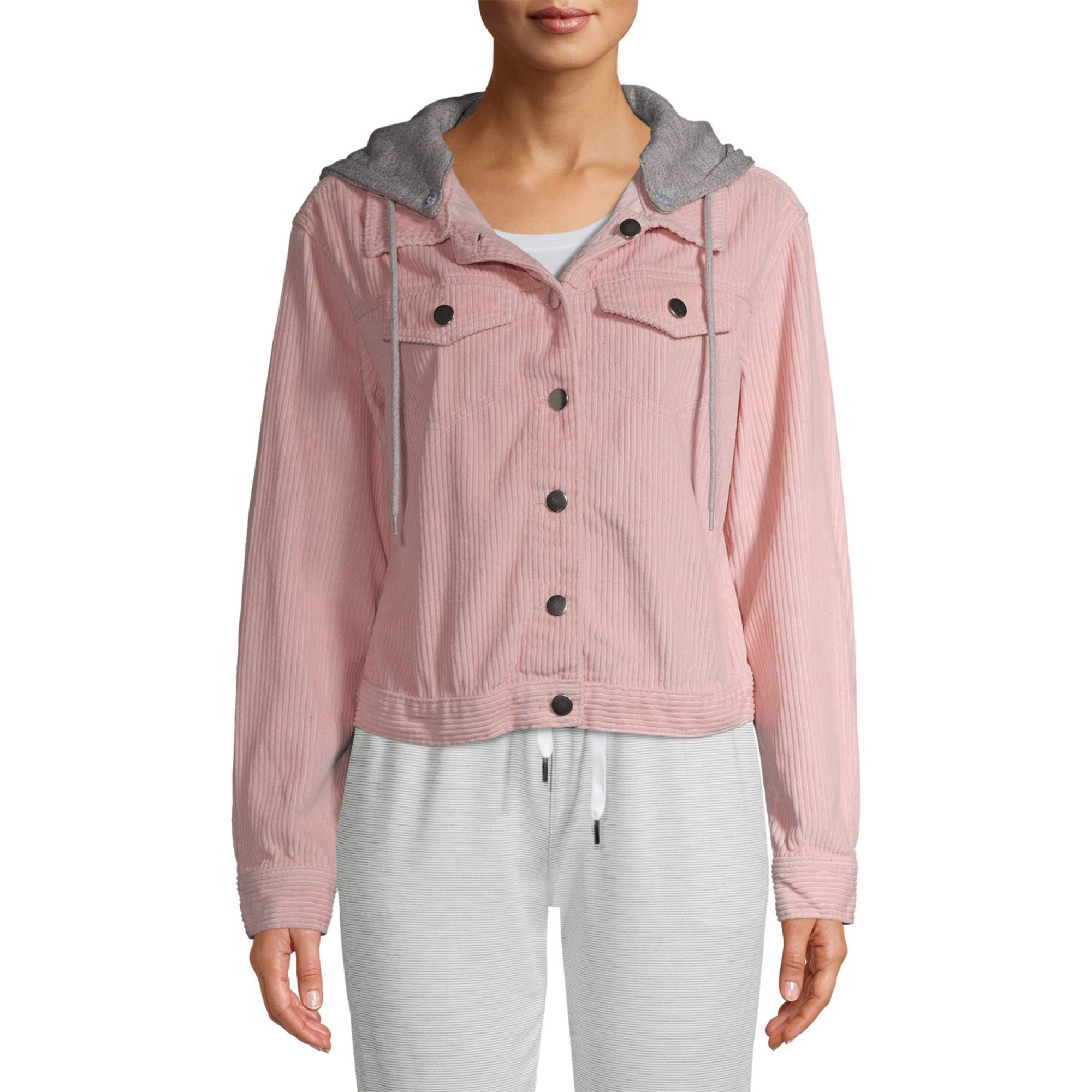 No Boundaries Juniors' Corduroy Jacket with Hood | Walmart (US)