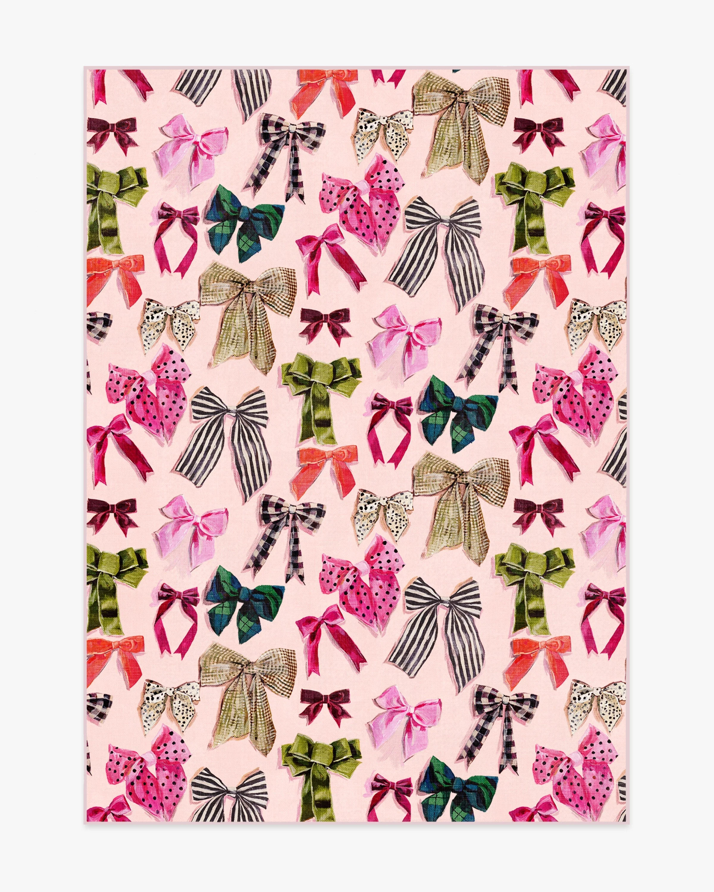 Festive Bows Pink Multicolor Rug | Ruggable