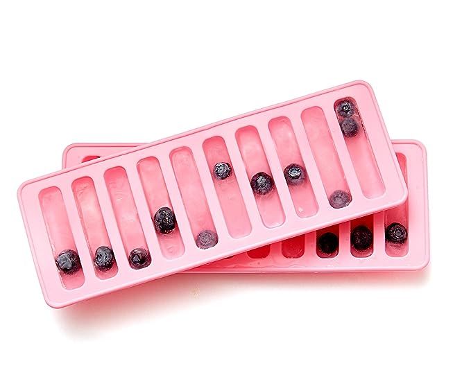 Flexible Stick Ice Trays - Set of 2 - Made of Silicone - Works Perfectly for Water Bottle - Pink | Amazon (US)