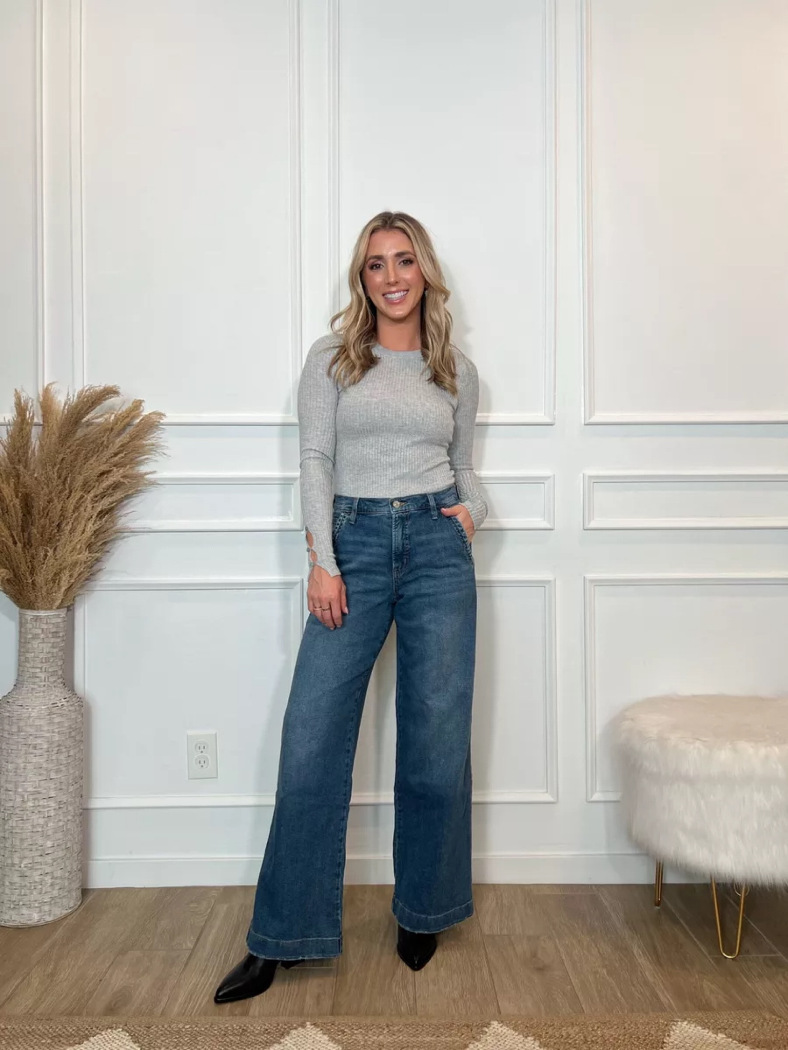 Walmart fall haul! These wide legs jeans are such a good fit. The jeans in black still have a few sizes in stock. Bodysuit is a great staple. Both run true to size 

Outfit Inspo
Fall outfit 
Booties

#LTKStyleTip #LTKShoeCrush #LTKFindsUnder50