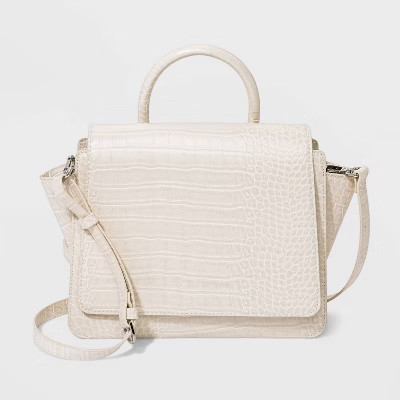 Alligator Print Top Handle Satchel Handbag - A New Day™ Cream | Target