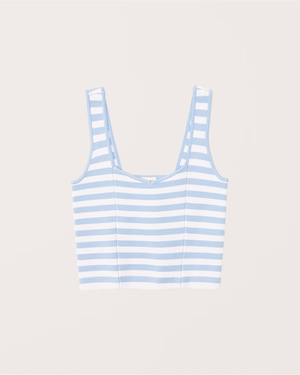 Striped Elevated Knit Soft V-Neck Tank | Abercrombie & Fitch (US)