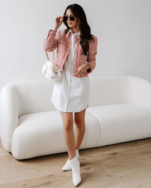 Alana Tweed Chain Trim Blazer - Red - FINAL SALE | VICI