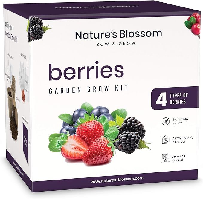 Nature's Blossom Sow and Grow Berries Seed Starter Kit - Beginners Gardening Set with Everything ... | Amazon (US)