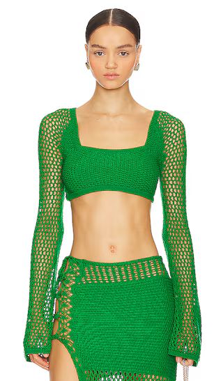 Verona Crotchet Top in Green | Revolve Clothing (Global)