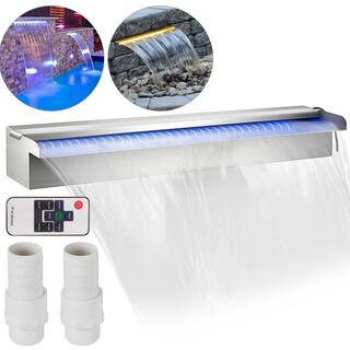 35 x 3.2 x 8.1 in. Fountain Spillway with 17 Colors Led Pool Water Fall Kit with Remote Pool Wate... | The Home Depot