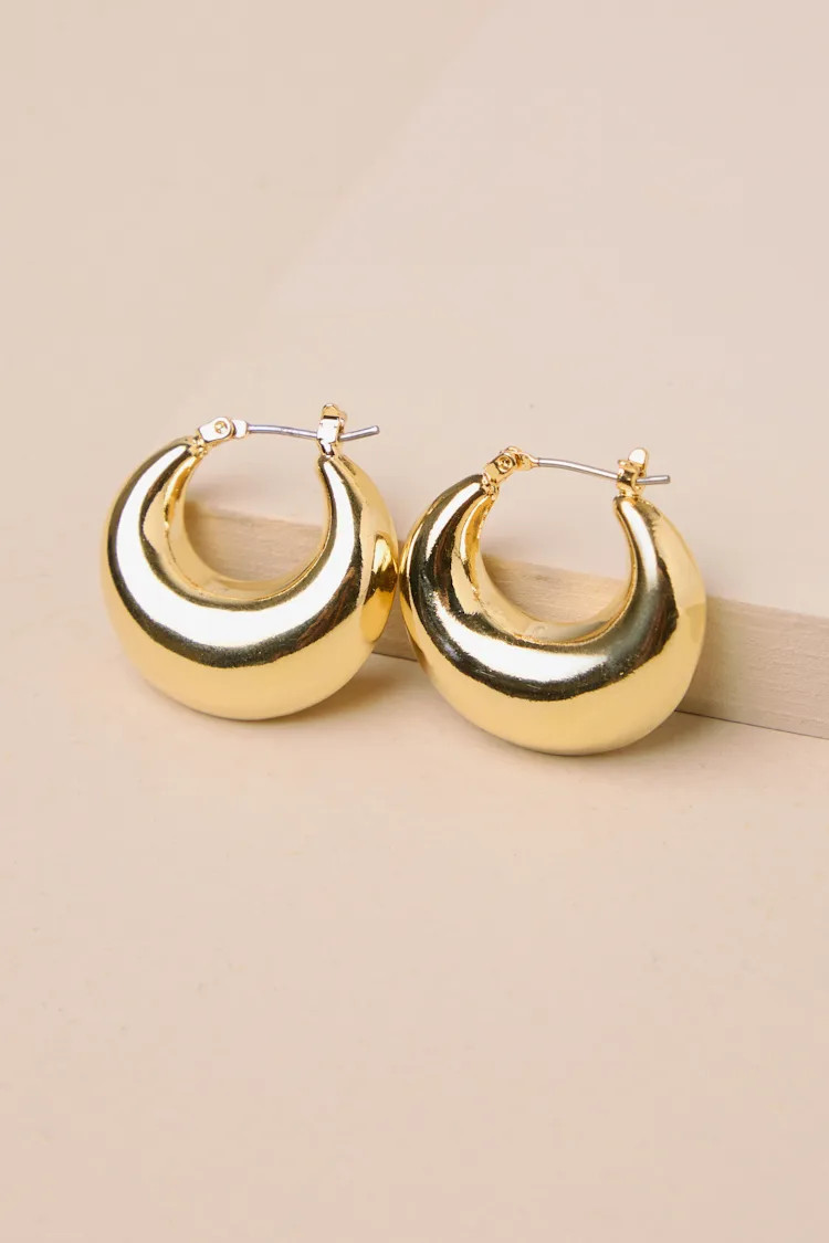 Timeless Darling Gold Puffy Hoop Earrings | Lulus