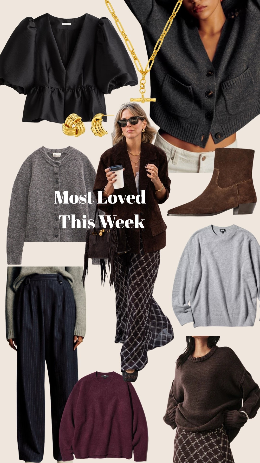 Grey jumper, grey cardigan, suede bag, suede jacket, plaid skirt, sided boots, autumn outfits 

#LTKwinter #LTKuk #LTKautumn