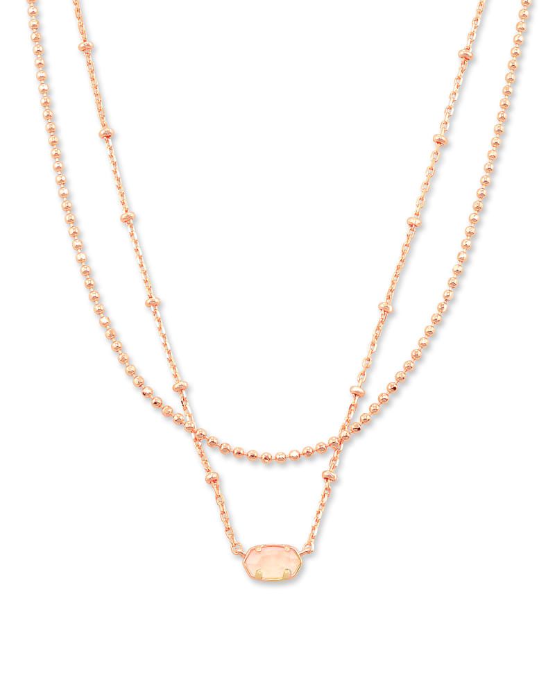 Emilie Rose Gold Multi Strand Necklace in Rose Quartz | Kendra Scott