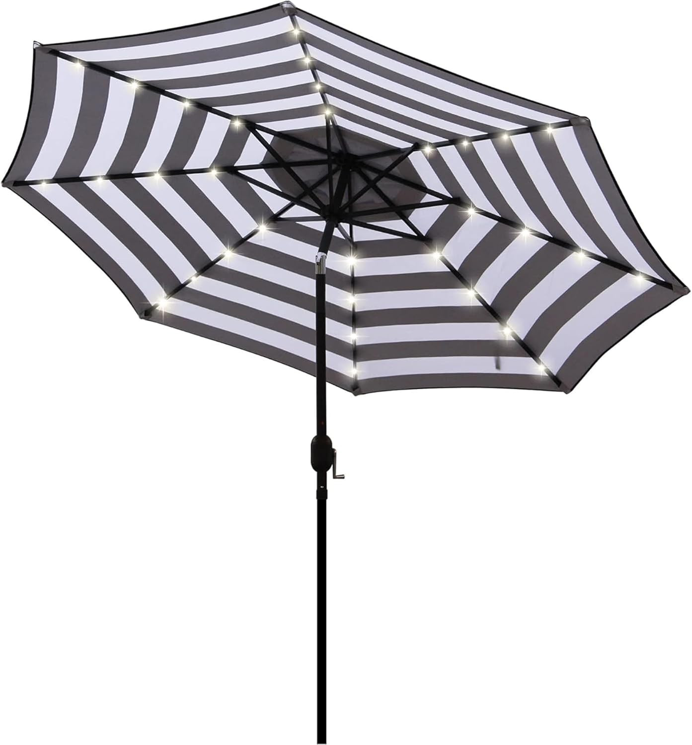9 ft Solar Umbrella 32 LED Lighted Patio Umbrella Table Market Umbrella with Tilt and Crank Outdo... | Amazon (US)