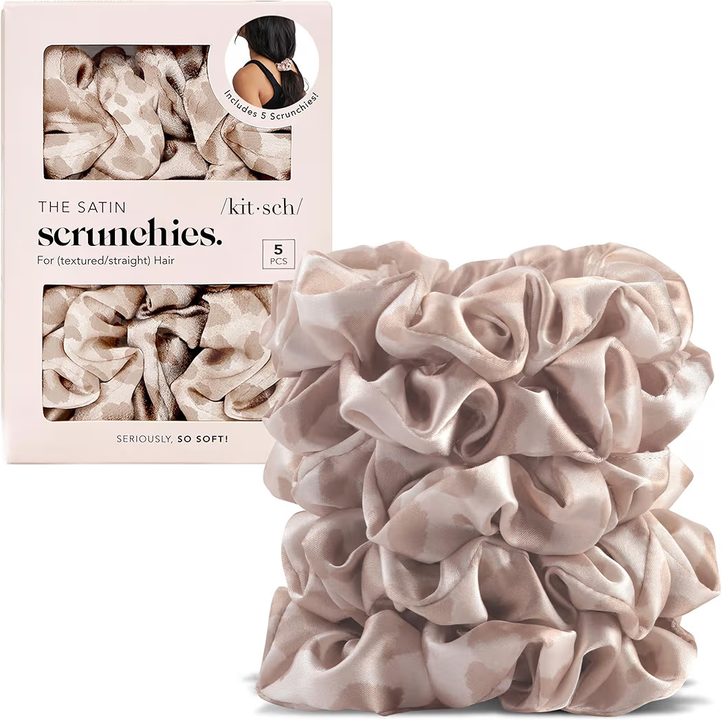 Kitsch Leopard Prints Satin Scrunchies for Women - No Crease, Frizz Control | Softer Than Silk Sc... | Amazon (US)