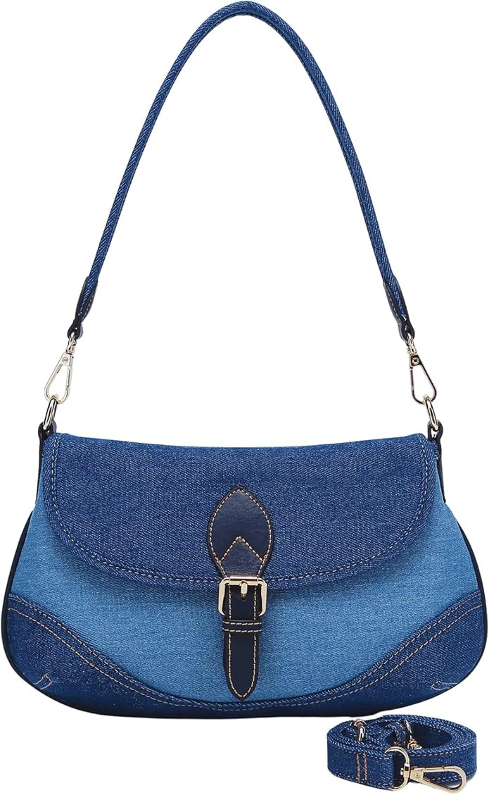 Denim Handbag for Women -Chic Trendy Girl Shoulder Bag Elegant Blue Jean Handbag Cute Small Clutc... | Amazon (US)