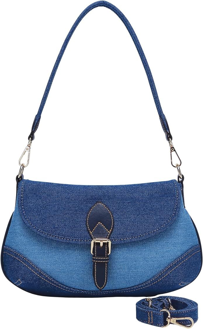 Denim Handbag for Women -Chic Trendy Girl Shoulder Bag Elegant Blue Jean Handbag Cute Small Clutc... | Amazon (US)