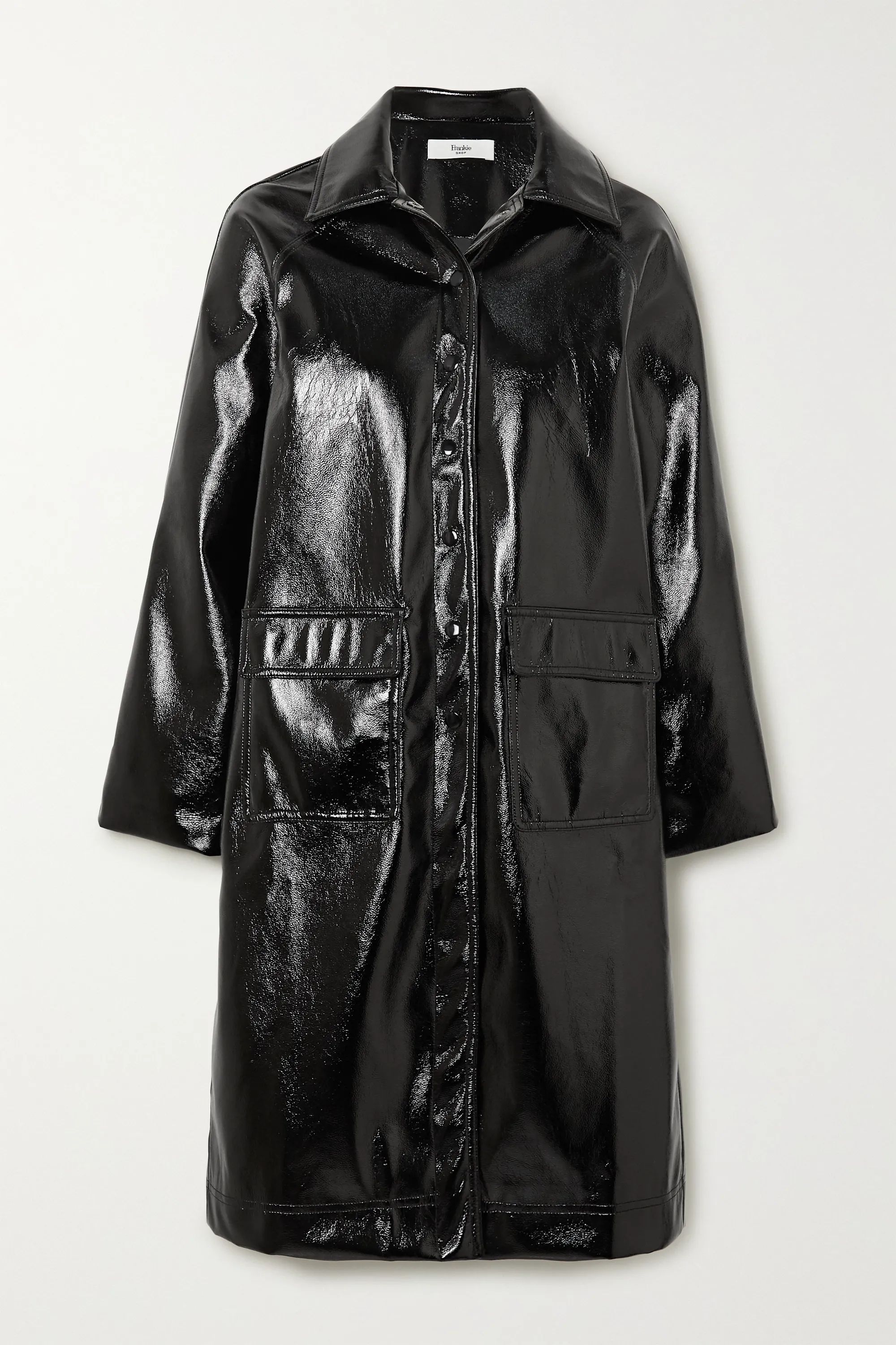 Black Camille textured-vinyl coat | Frankie Shop | NET-A-PORTER | NET-A-PORTER (UK & EU)