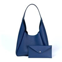 Blue Leather Hobo Bag With Wallet | Practical Slouchy Shoulder Roomy Genuine Handbag Gift For Her | Etsy (US)