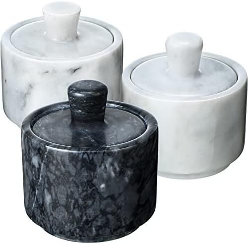 Salt Cellar with Lid 3 Pieces Marble Salt Pot Herb Keeper Seasoning Jar Marble Butter Keeper Salt Pe | Amazon (US)