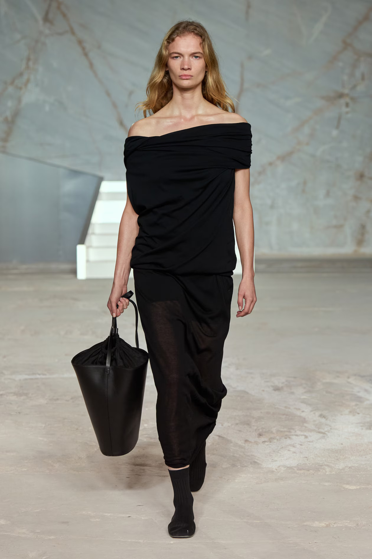 DRAPED KNITTED TOP - CARBON | COS UK