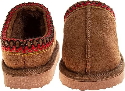 Josmo Girls Boys Kids Slippers Thick Sole - Comfy Moccasins Slides Faux Fur Soft Bedroom Foam Hou... | Amazon (US)