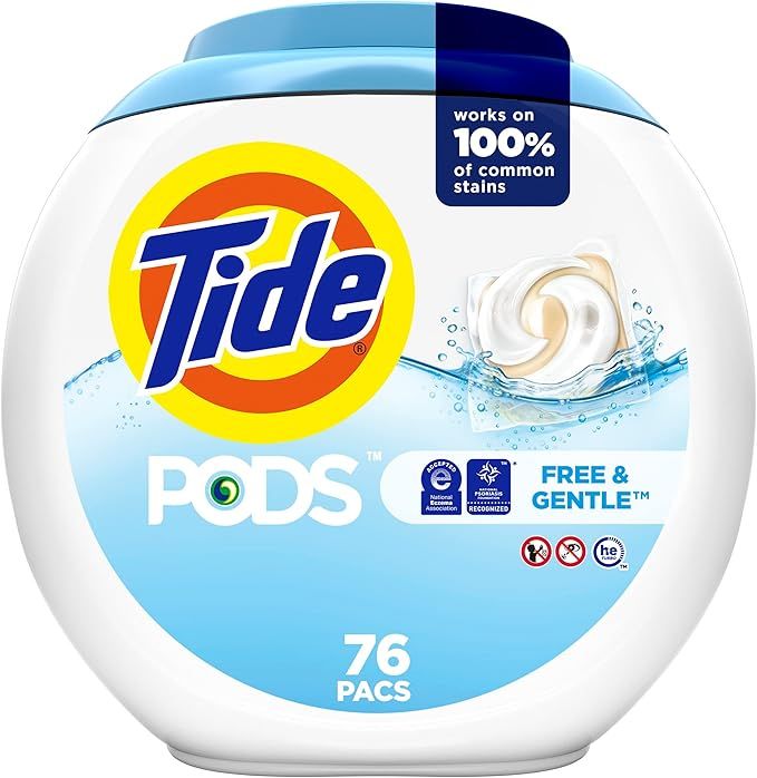 Tide PODS Free & Gentle Liquid Laundry Detergent Pacs, 76 count | Amazon (US)