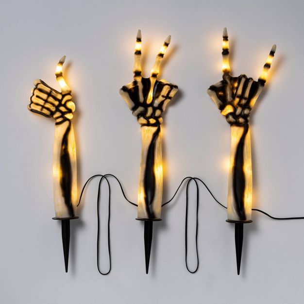 3ct LED Skeleton Hands Halloween Novelty Path Stake Lights White - Hyde & EEK! Boutique™ | Target