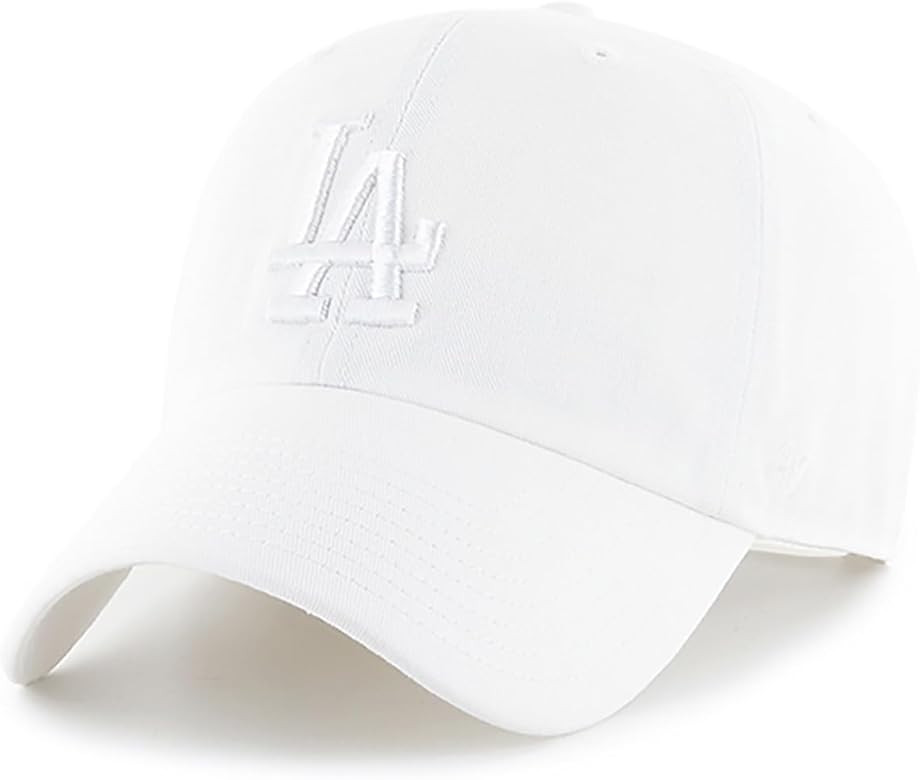 47 Brand MLB White White Primary Logo Clean Up Adjustable Baseball Cap Hat, Adult One Size Fits A... | Amazon (US)