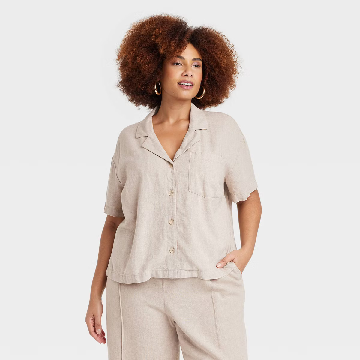 Women's Short Sleeve Button-Down Camp Shirt - A New Day™ | Target