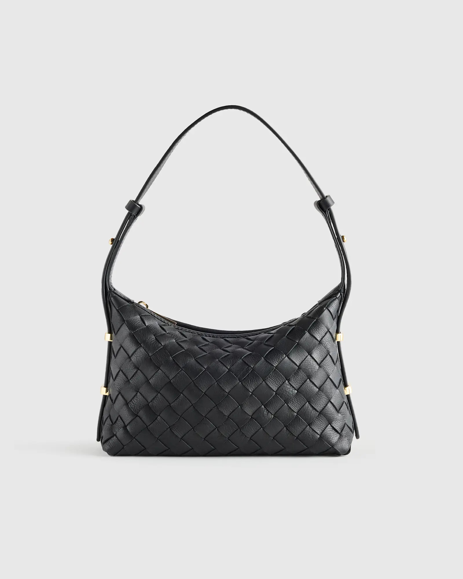 Italian Leather Handwoven Mini Bag in Black | Quince