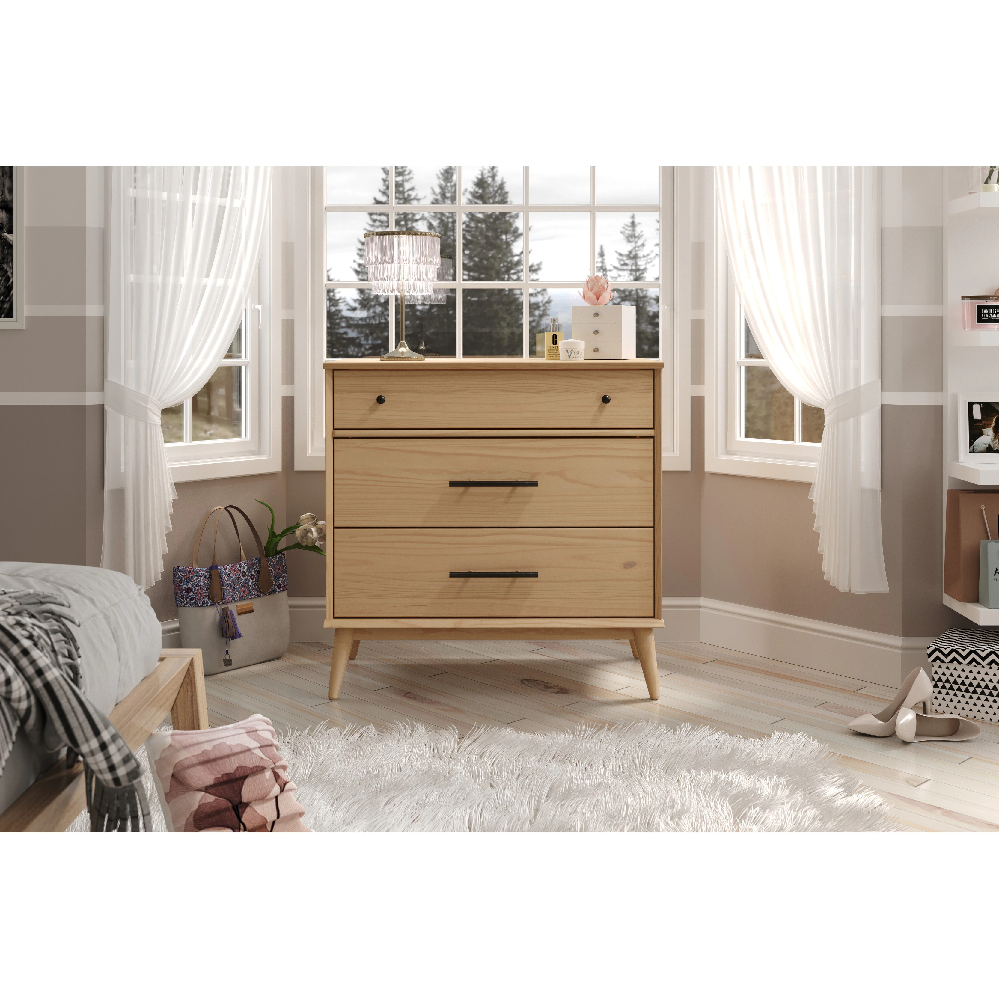 Mid Century Three Drawer Dresser - Scandinavian Oak Finish | Bed Bath & Beyond