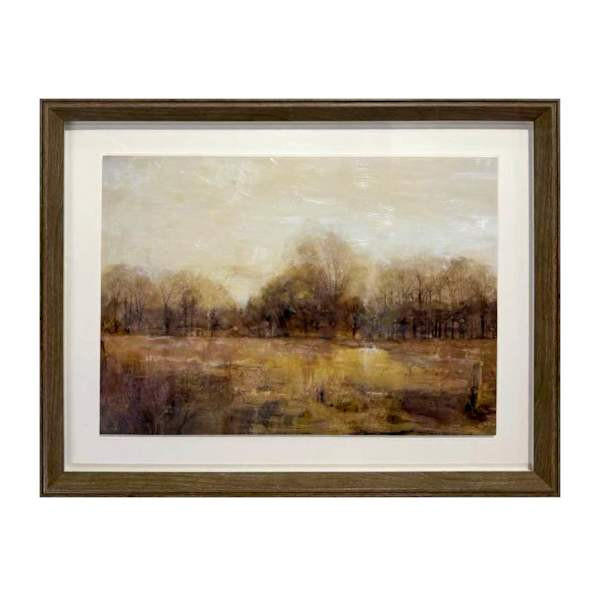 Glass Framed Copper Glaze Landscape Printed Wall Art, 25x19 | At Home
