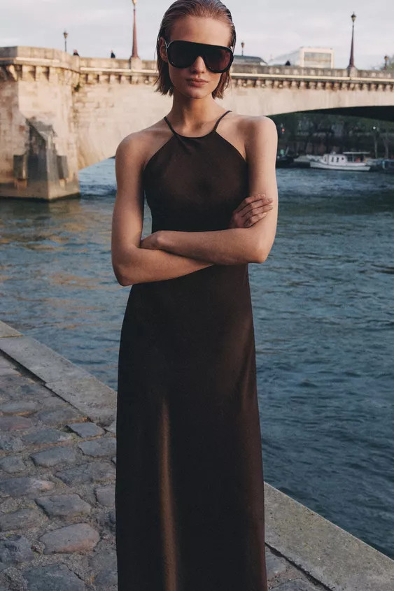 ZW COLLECTION SATIN HALTER DRESS | Zara UK