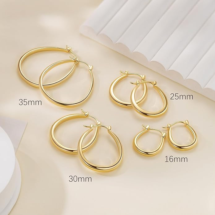 Gold Hoop Earrings 14K Gold Hoop Earrings for Women Earring U-shaped Small Hoops Earring for Wome... | Amazon (US)