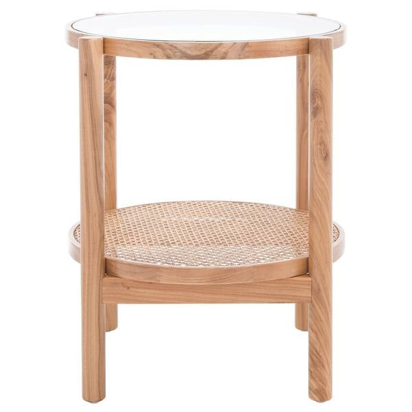 SAFAVIEH Couture Karyna Rattan/Glass Accent Table - 23 in. W x 23 in. D x 24 in. H - Overstock - ... | Bed Bath & Beyond