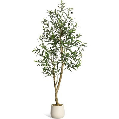 5 FT Olive Trees Artificial Indoor, Realistic Potted Silk Artificial Olive Tree, with Natural Wood Trunk and Lifelike Fruits, for Home, 1 Pack | Target