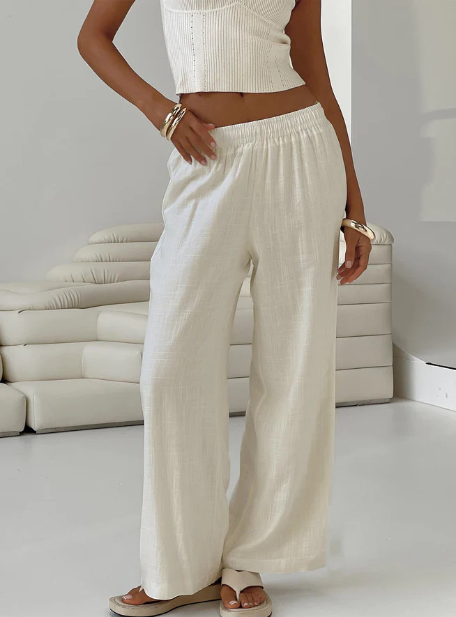 Louis Linen Blend Pants White Petite | Princess Polly US