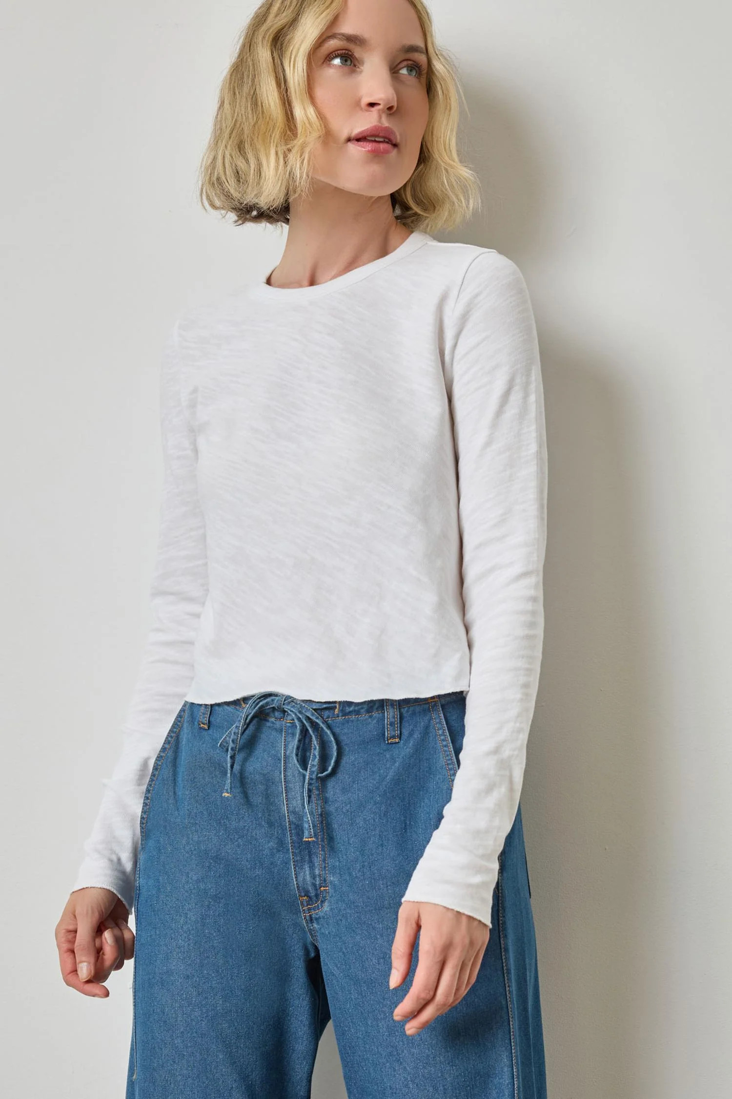 Long Sleeve Bias Cut Crewneck | Lilla P