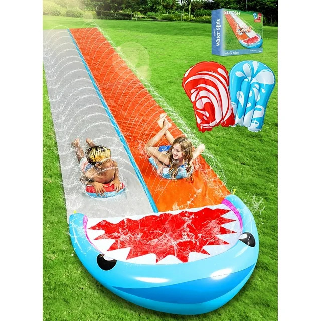 Syncfun Water Slides with 2 Boogie Boards, 21ft Backyard Outdoor Lawn Slip Waterslide with Sprink... | Walmart (US)