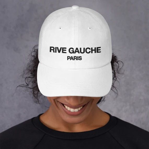 Rive Gauche Paris Black Embroidered Dad Hat Baseball Cap - Etsy | Etsy (US)