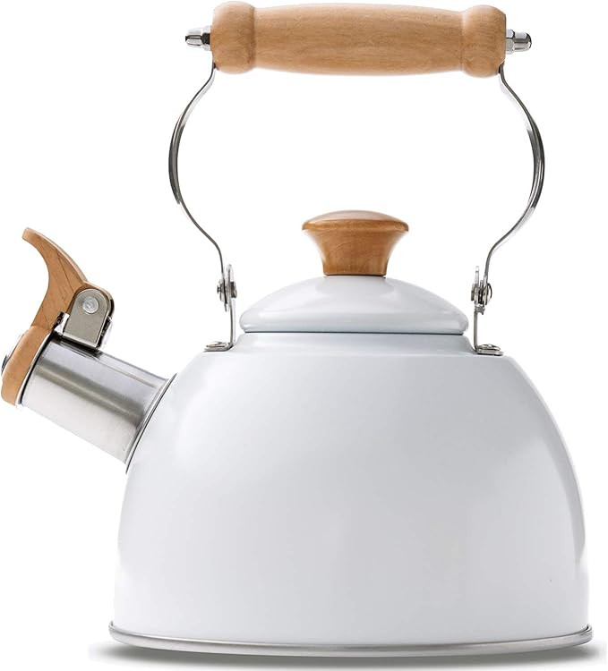 ROCKURWOK Tea Kettle Stovetop Whistling Teapot, 1.6-Quart, Stainless Steel White | Amazon (US)