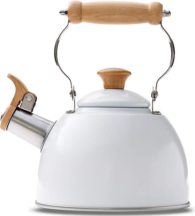 ROCKURWOK Tea Kettle Stovetop Whistling Teapot, 1.6-Quart, Stainless Steel White | Amazon (US)