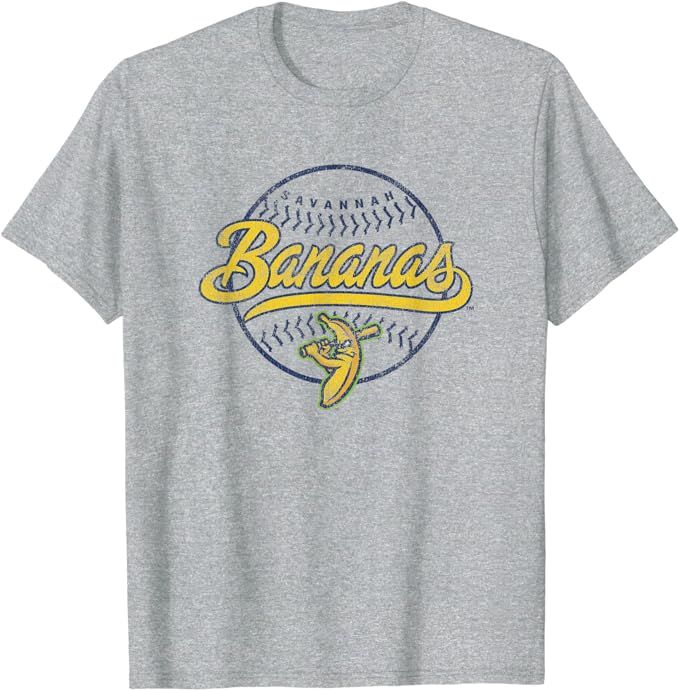 Savannah Bananas Officially Licensed Vintage Baseball Gray T-Shirt | Amazon (US)