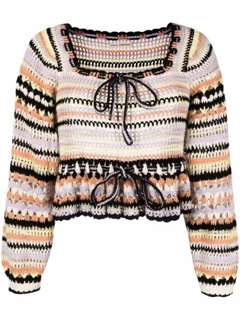 crochet-knit peasant blouse | Farfetch (US)