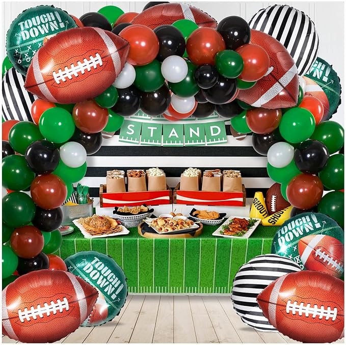 118Pcs Football Balloons Arch Garland Kit, Large Football Mylar Foil Balloons, Black Green Brown ... | Amazon (US)